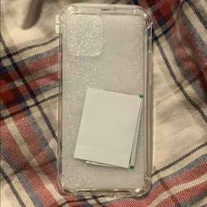 Clear silicone iPhone case with screen protector.